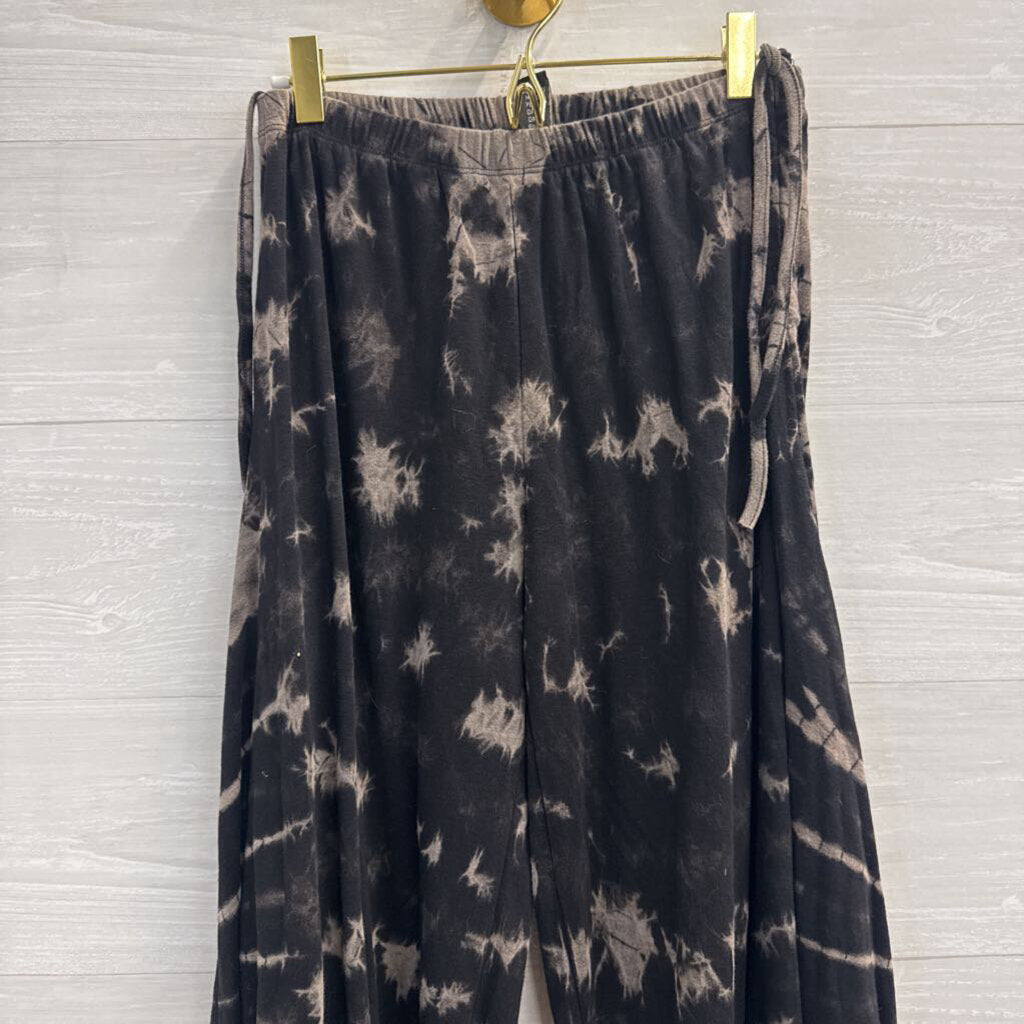 Sacred Threads Black/ Grey Print Long Sleeve Top/ Wide Leg Pants Set M/L
