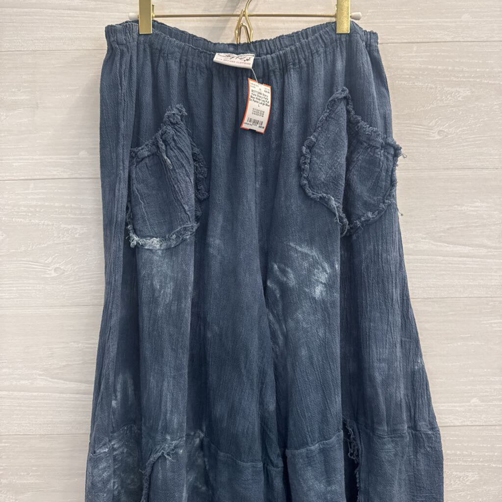 Stacy Kate Blue Wide Leg Pull On Pants Large