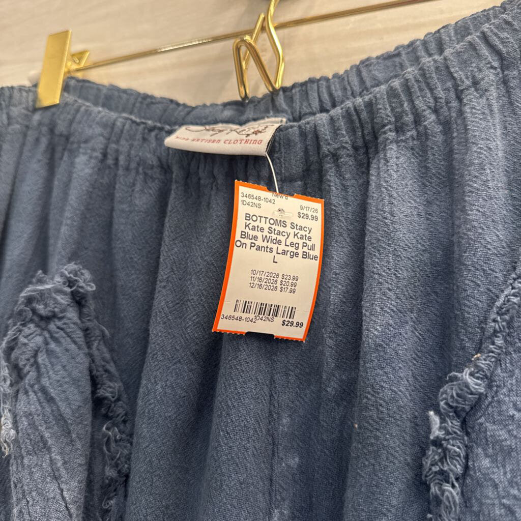 Stacy Kate Blue Wide Leg Pull On Pants Large