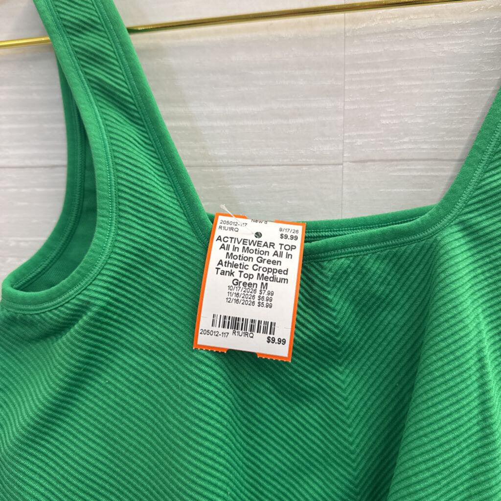 All In Motion Green Athletic Cropped Tank Top Medium