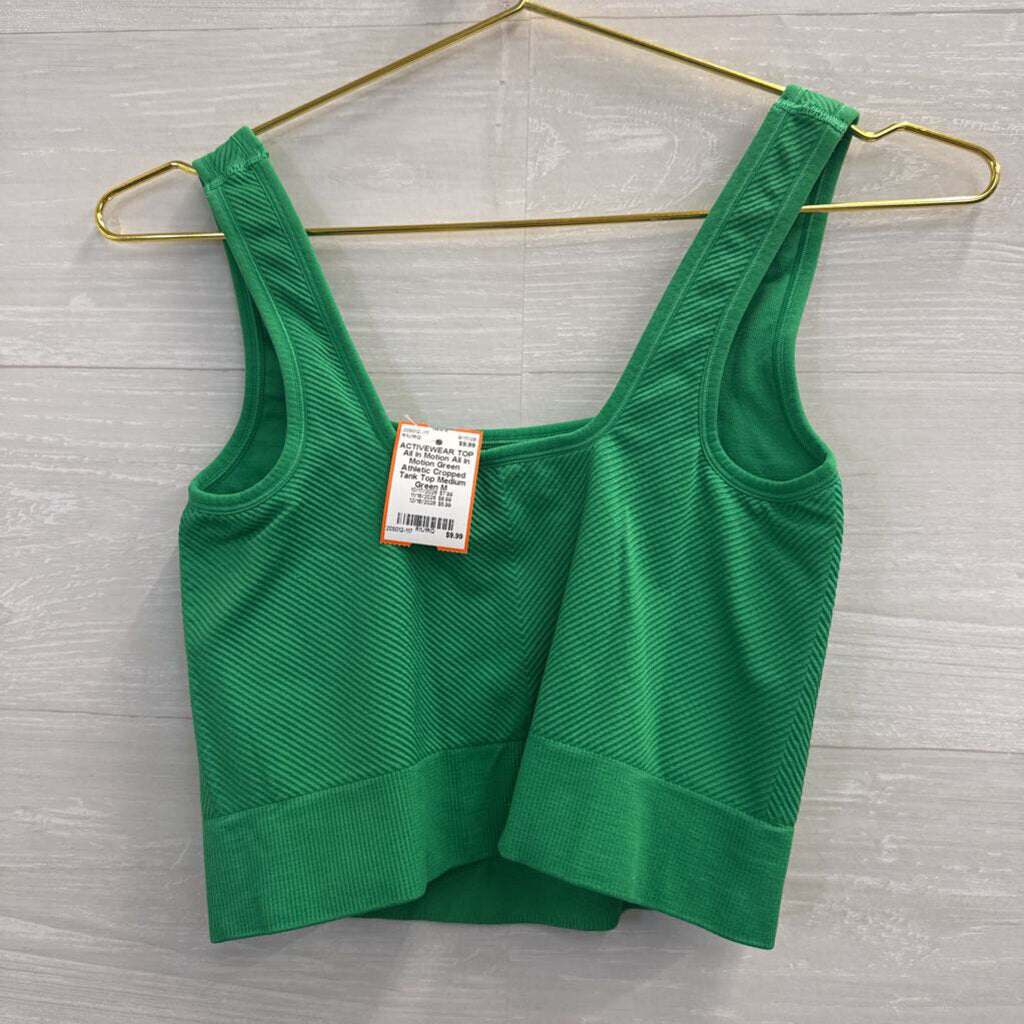 All In Motion Green Athletic Cropped Tank Top Medium