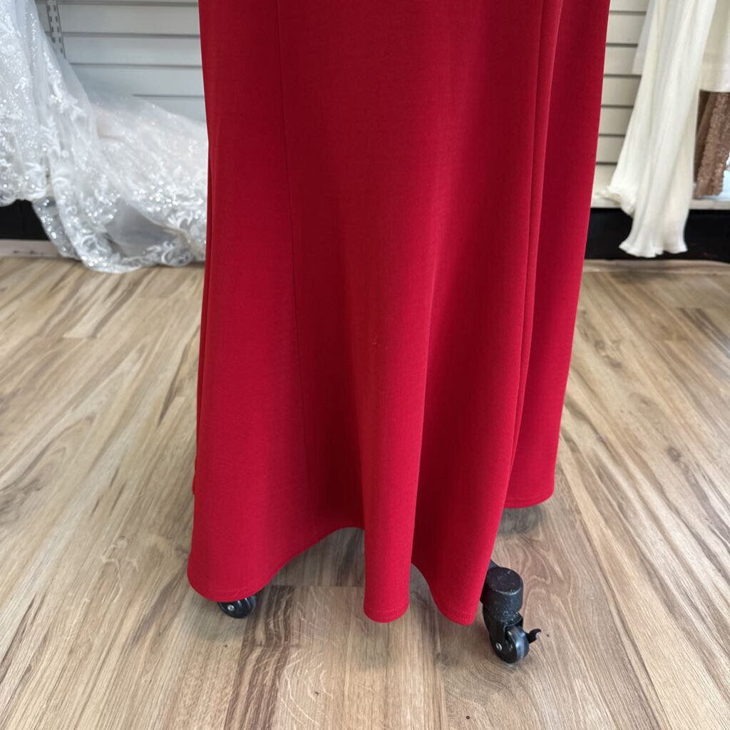 ABS Evening Collection Red Lace Up Back Long Formal Dress Large