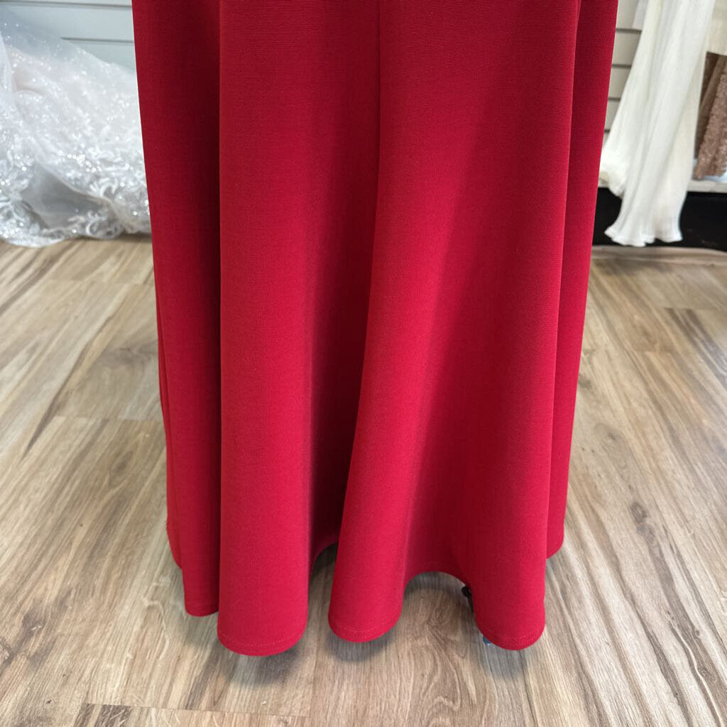 ABS Evening Collection Red Lace Up Back Long Formal Dress Large