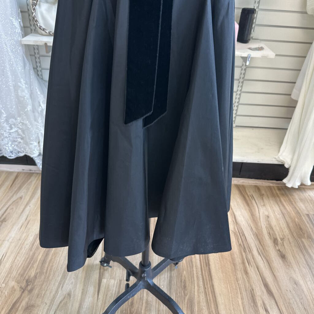 Vintage Black Velvet Detail Midi Formal Dress 11