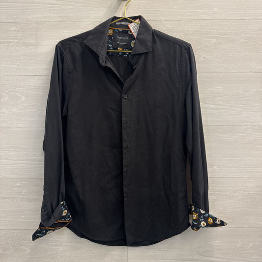 Denim and Flower Black Textured Long Sleeve Button Down Top Small