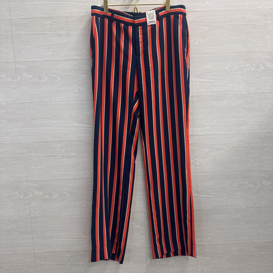 Banana Republic Navy/ Orange Striped Trouser Pants 6