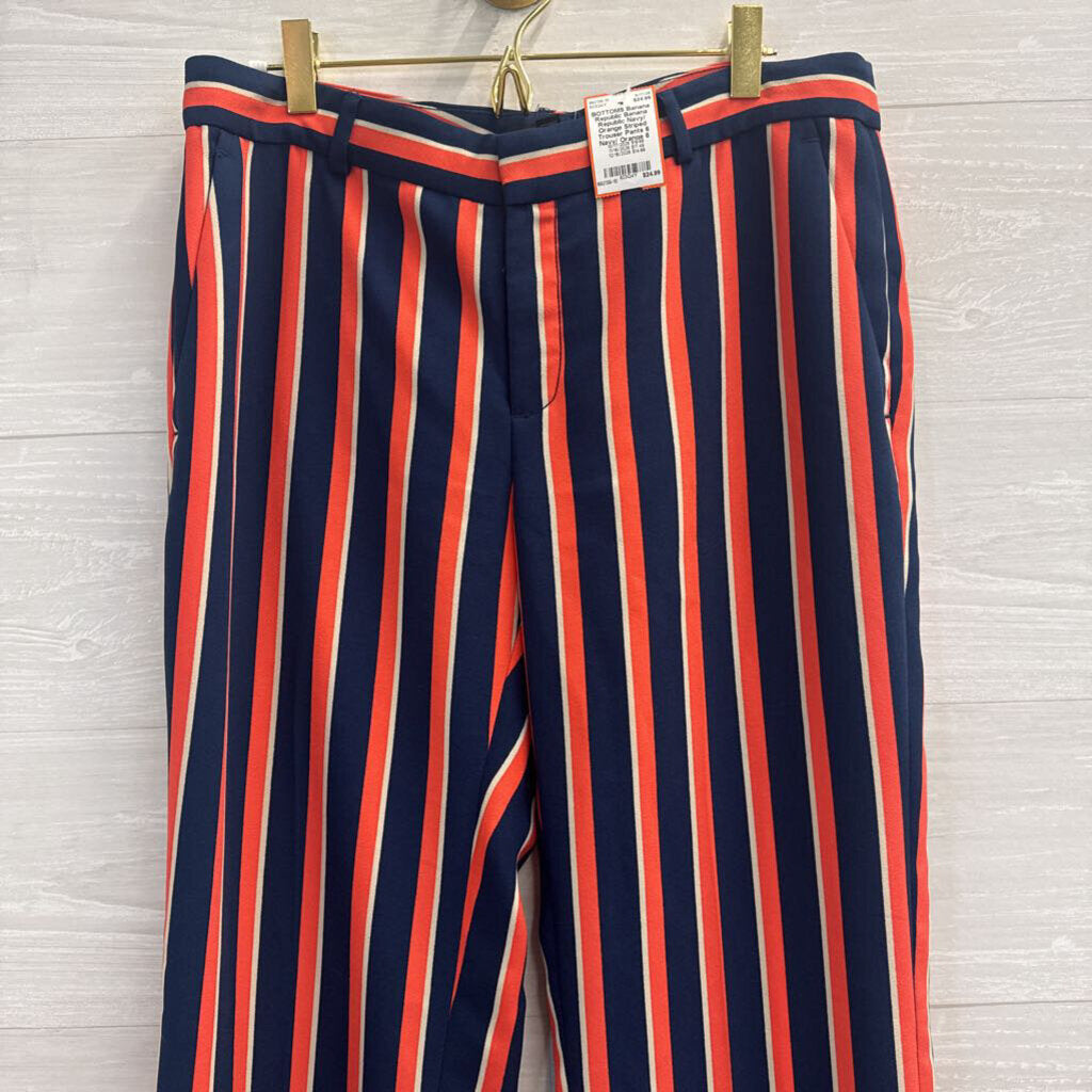 Banana Republic Navy/ Orange Striped Trouser Pants 6