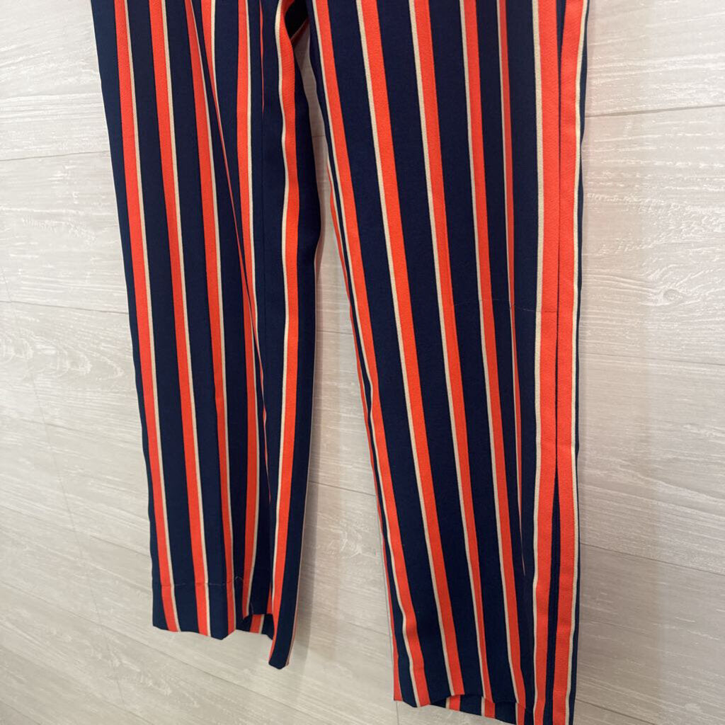 Banana Republic Navy/ Orange Striped Trouser Pants 6