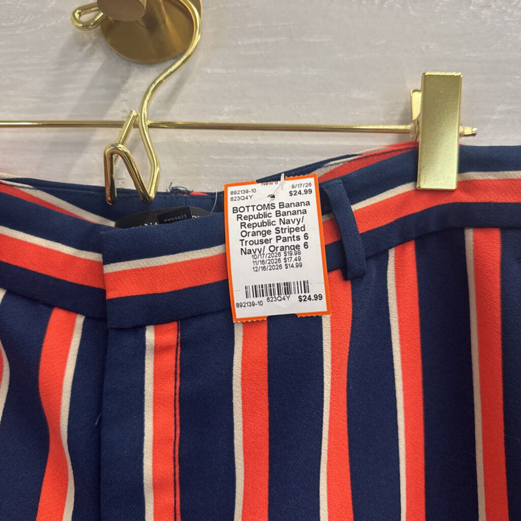 Banana Republic Navy/ Orange Striped Trouser Pants 6