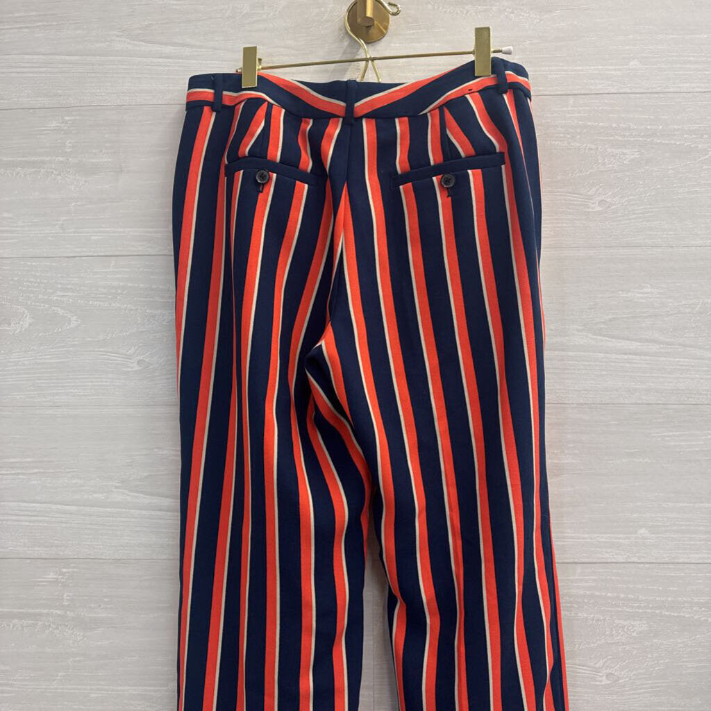 Banana Republic Navy/ Orange Striped Trouser Pants 6