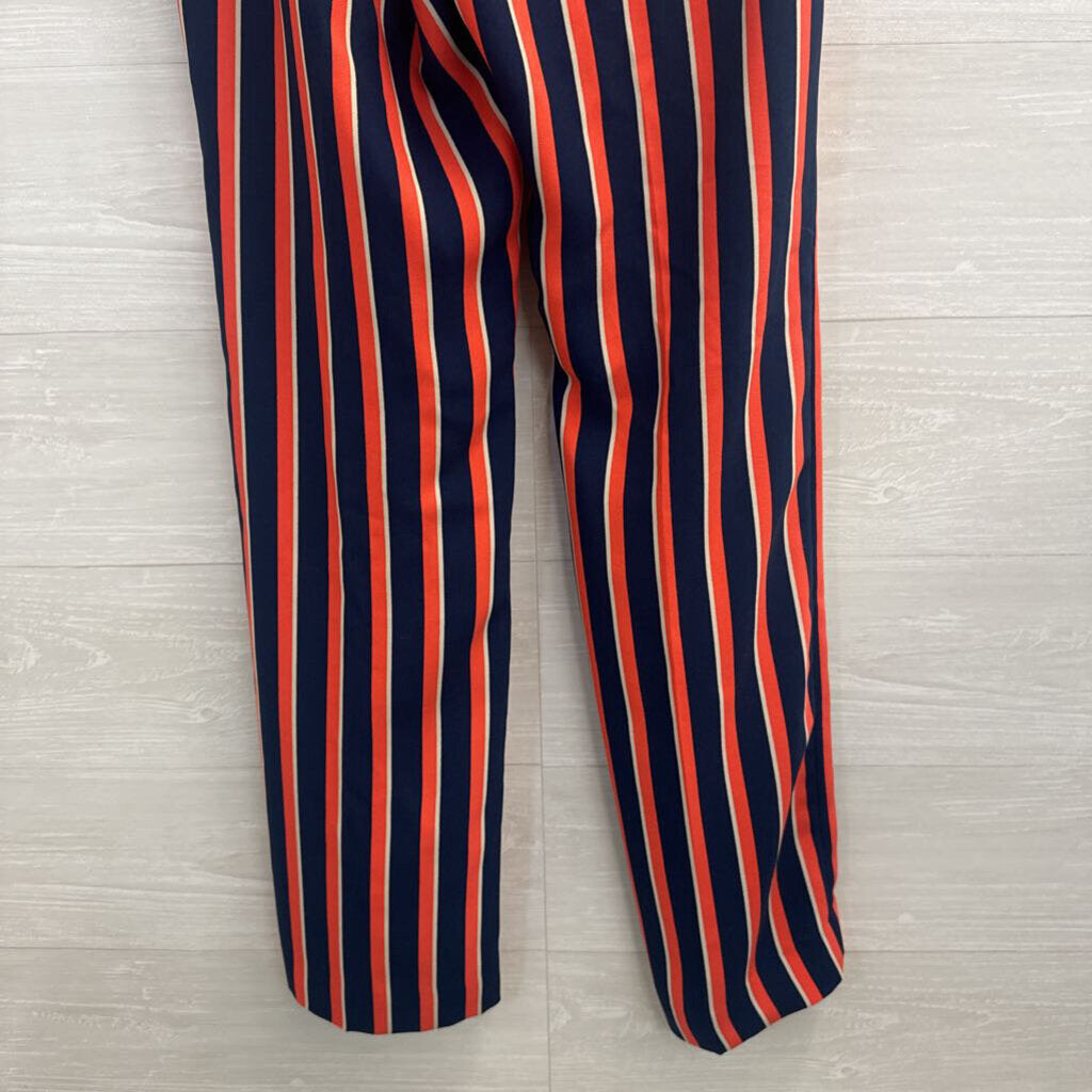 Banana Republic Navy/ Orange Striped Trouser Pants 6