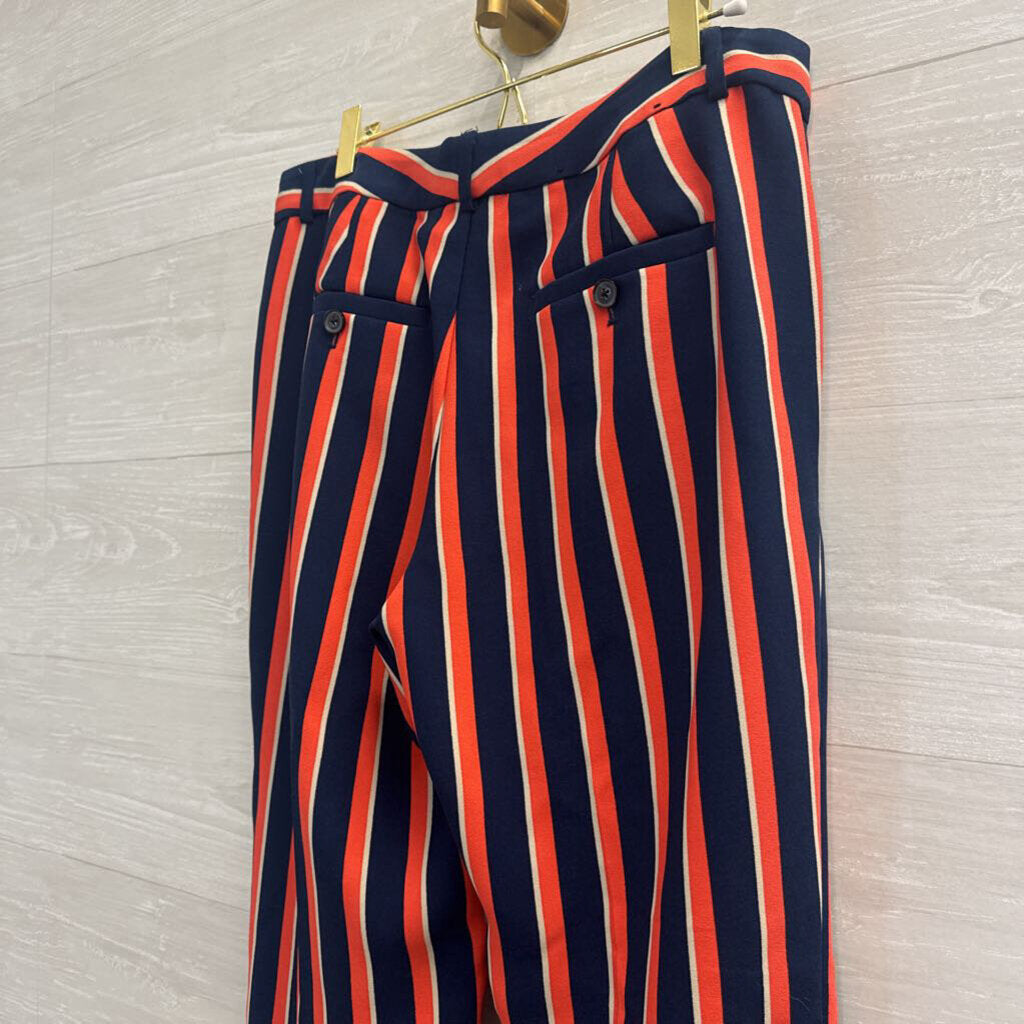 Banana Republic Navy/ Orange Striped Trouser Pants 6