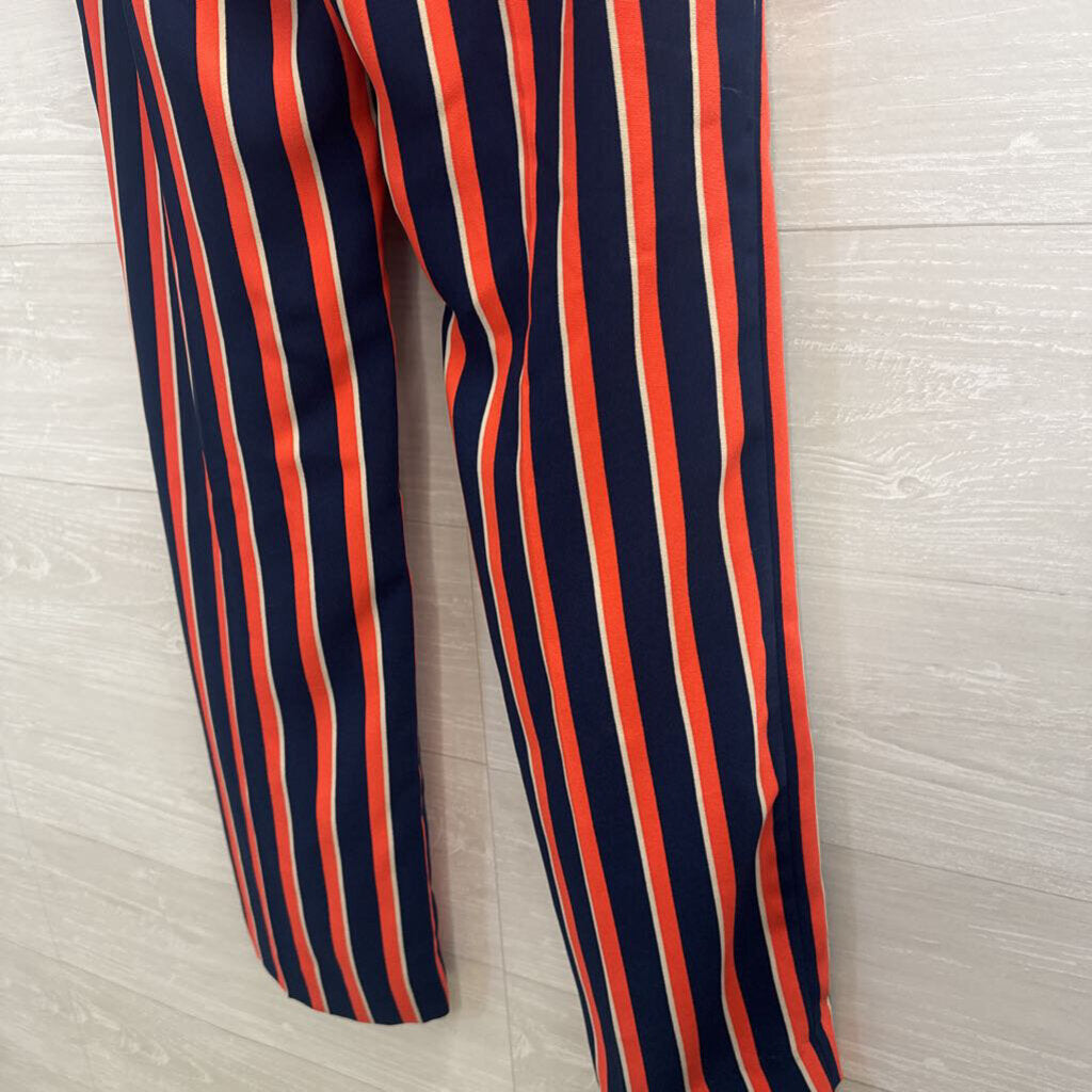 Banana Republic Navy/ Orange Striped Trouser Pants 6