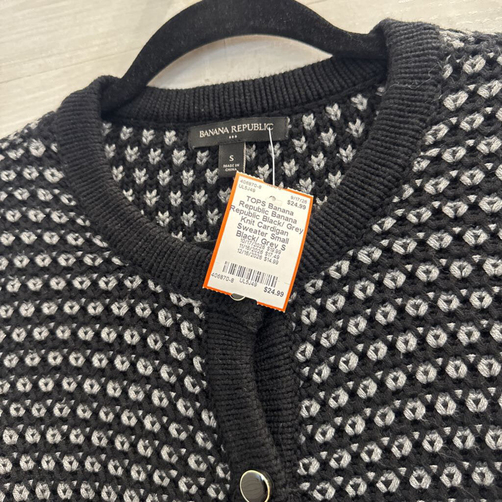 Banana Republic Black/ Grey Knit Cardigan Sweater Small