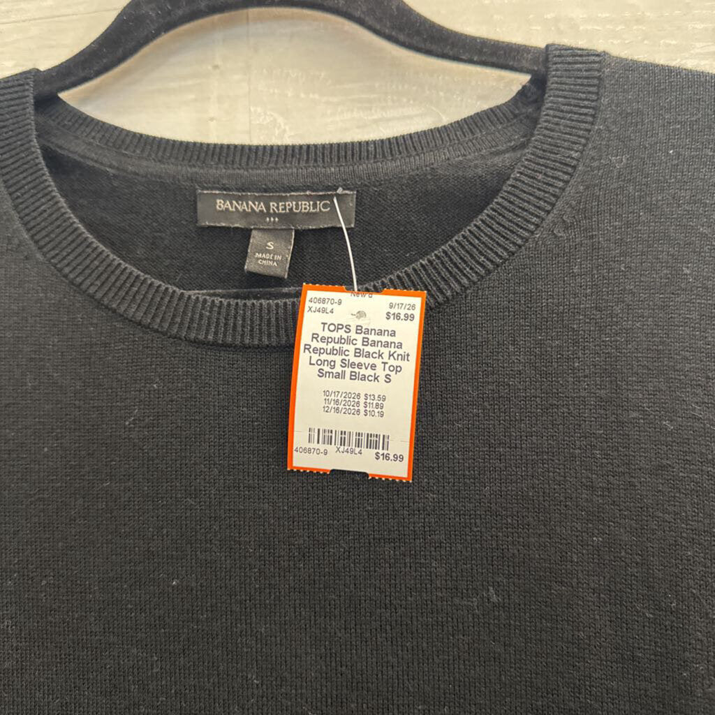 Banana Republic Black Knit Long Sleeve Top Small