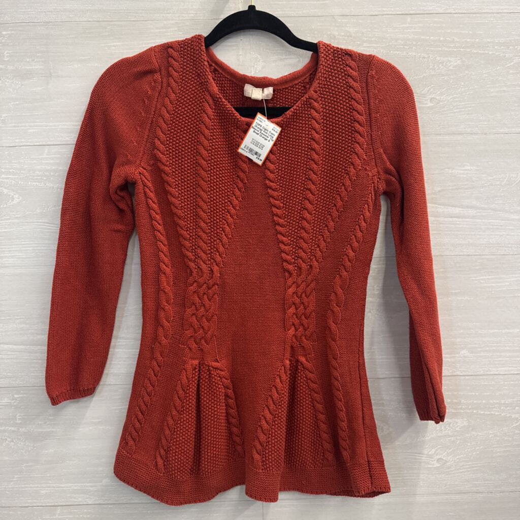 Cupio Orange Knit Long Sleeve Sweater Top Small