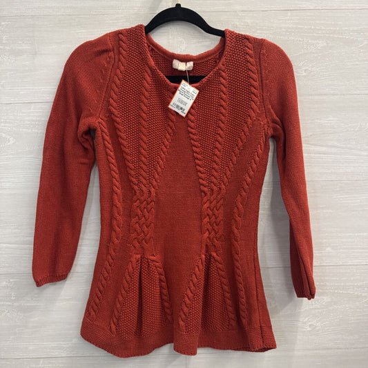 Cupio Orange Knit Long Sleeve Sweater Top Small