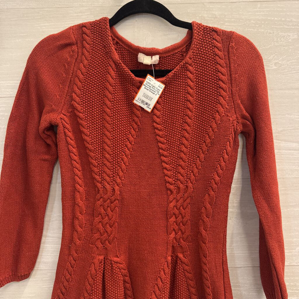 Cupio Orange Knit Long Sleeve Sweater Top Small