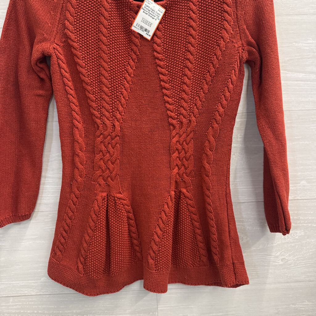 Cupio Orange Knit Long Sleeve Sweater Top Small