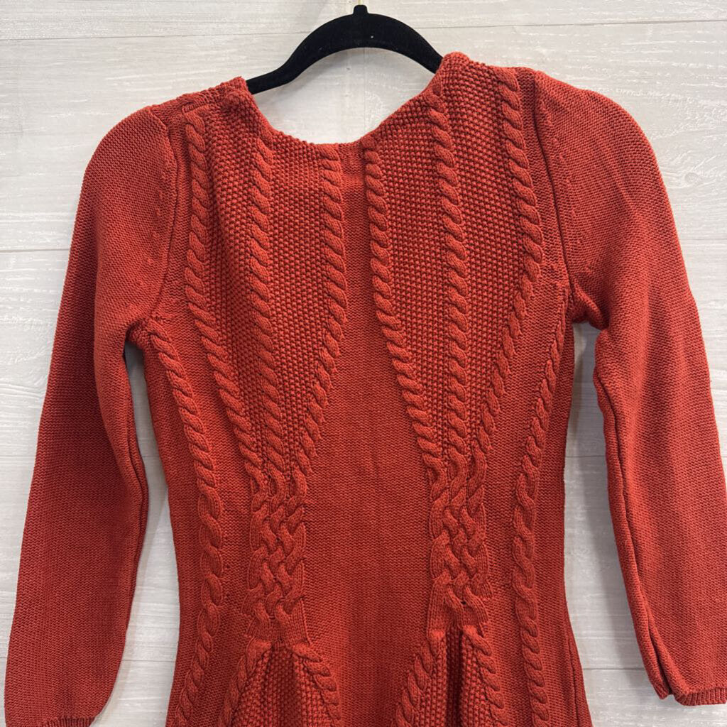 Cupio Orange Knit Long Sleeve Sweater Top Small