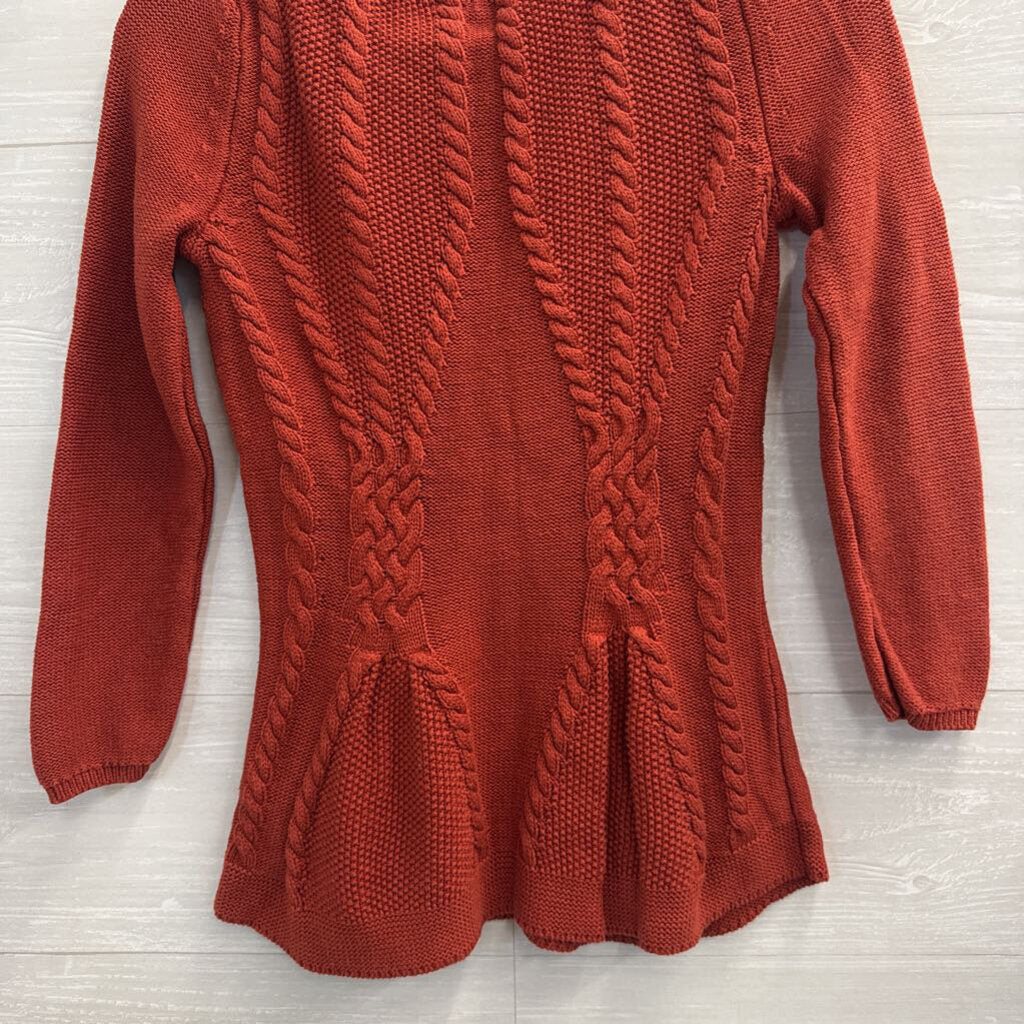 Cupio Orange Knit Long Sleeve Sweater Top Small