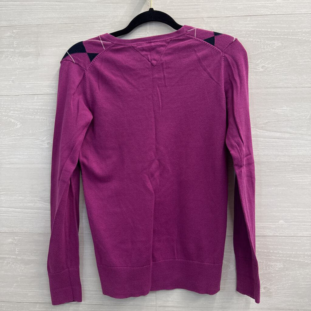 Tommy Hilfiger Purple Argyle Sweater Top Small