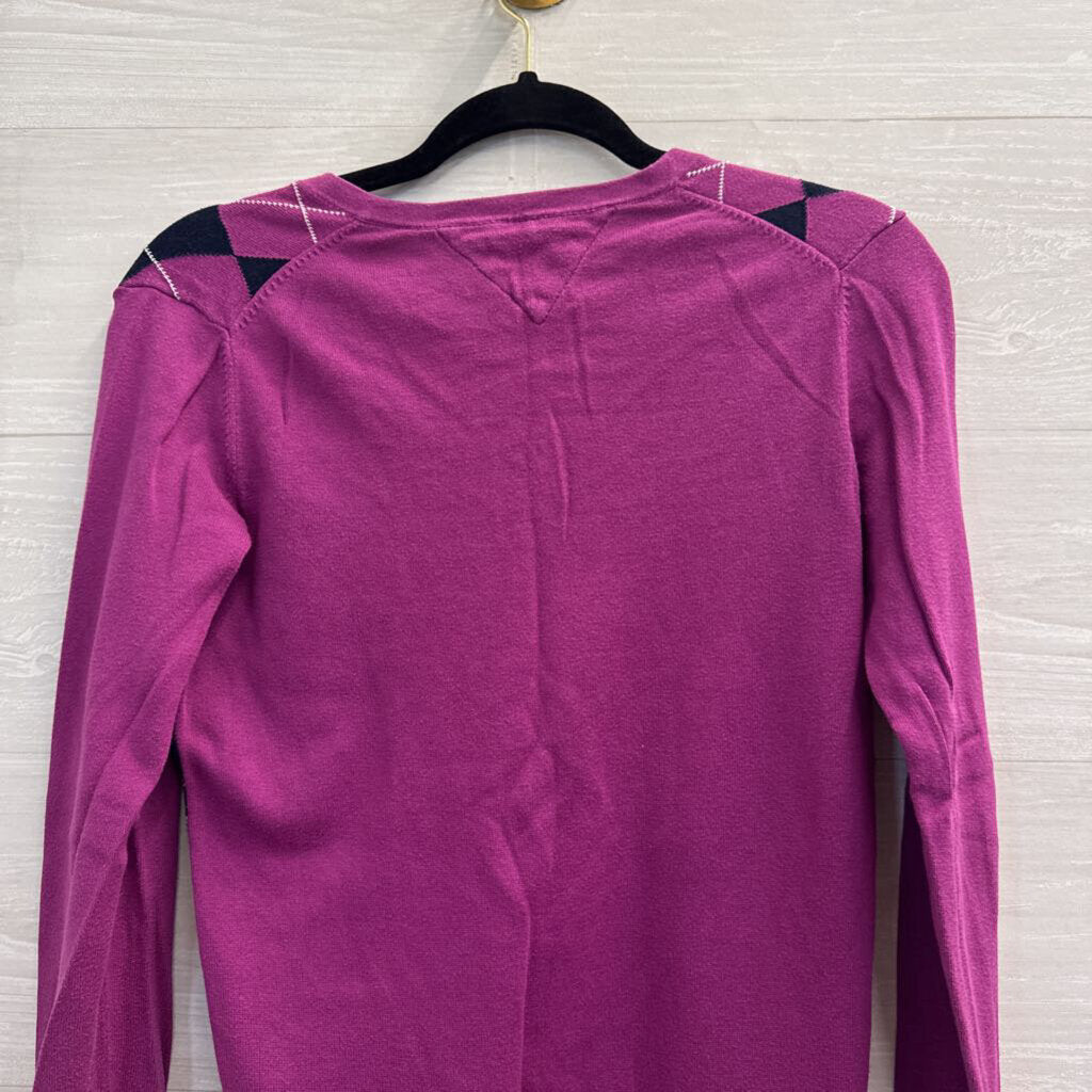 Tommy Hilfiger Purple Argyle Sweater Top Small