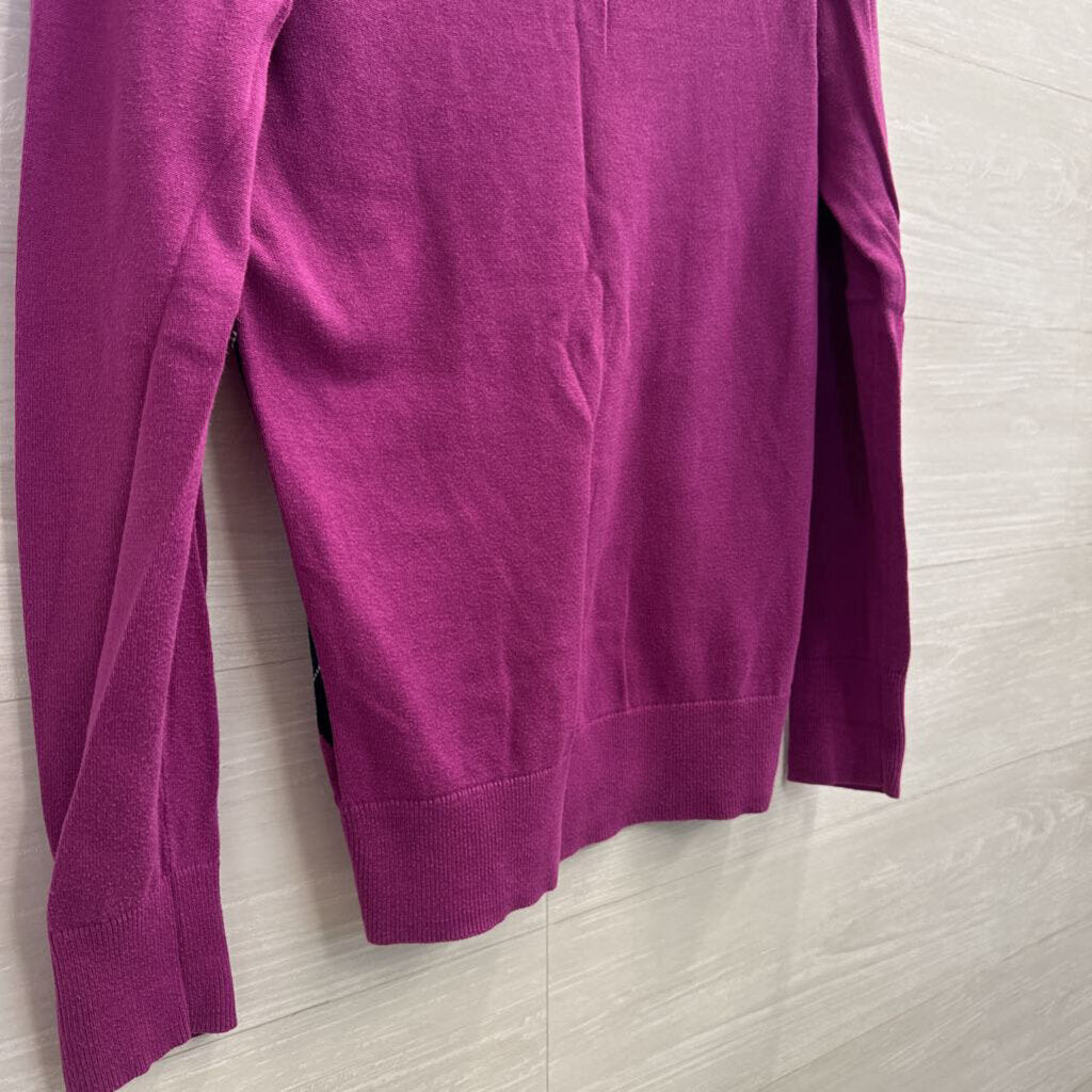 Tommy Hilfiger Purple Argyle Sweater Top Small
