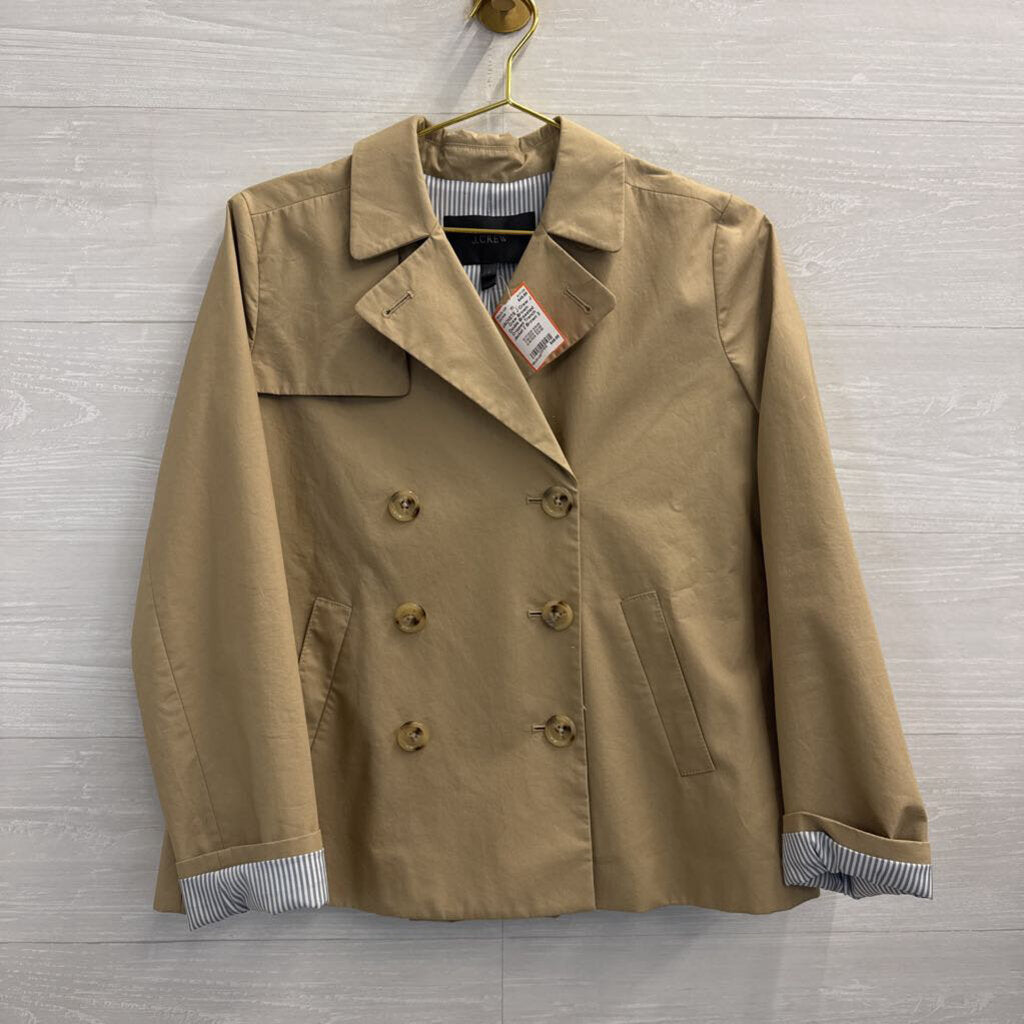 J Crew Brown Double Breasted Cropped Trench Jacket 2