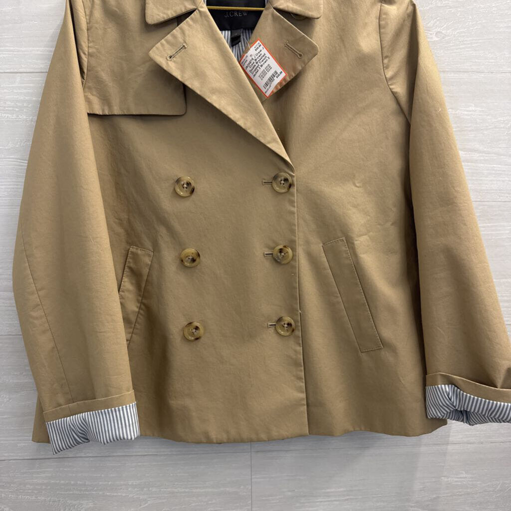 J Crew Brown Double Breasted Cropped Trench Jacket 2