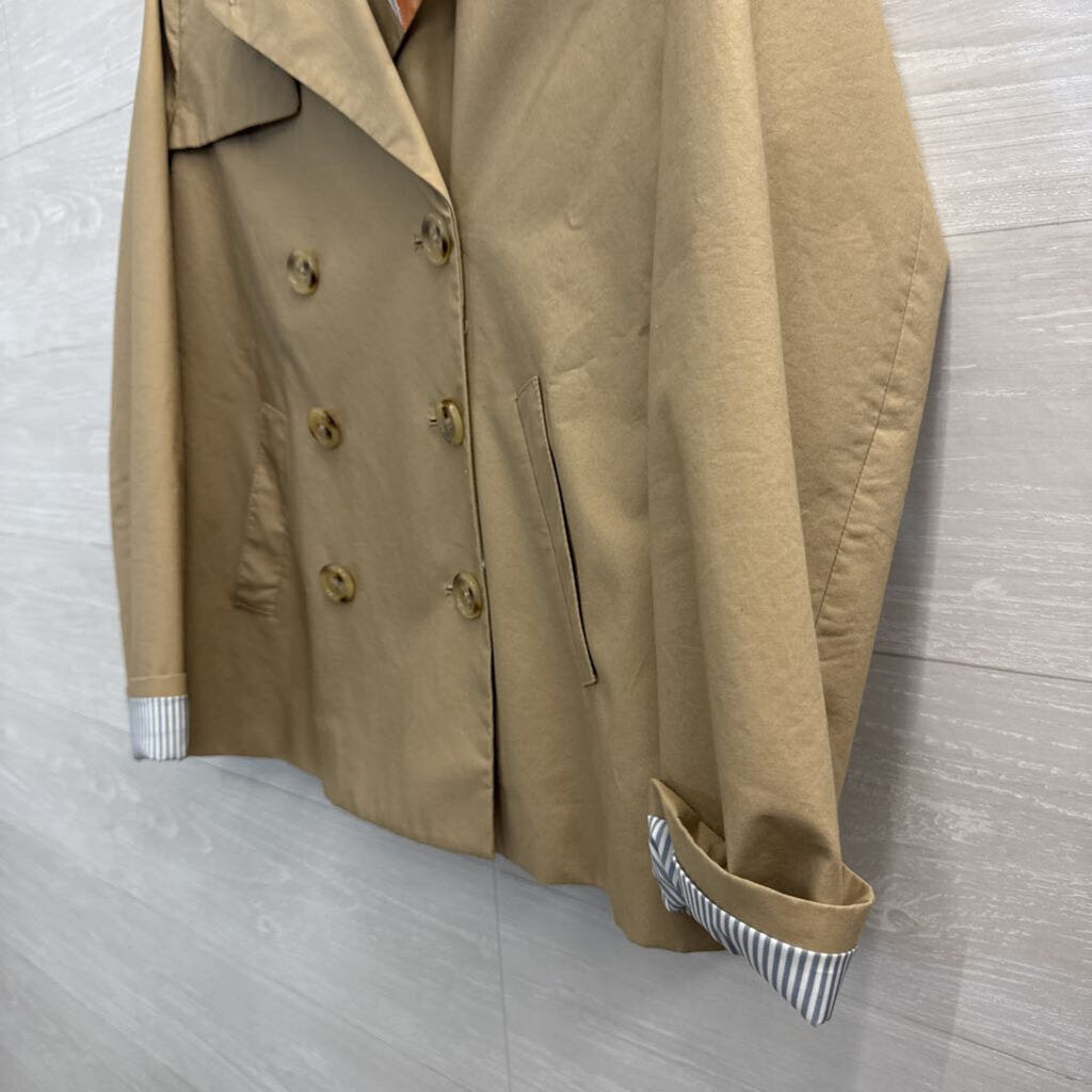 J Crew Brown Double Breasted Cropped Trench Jacket 2