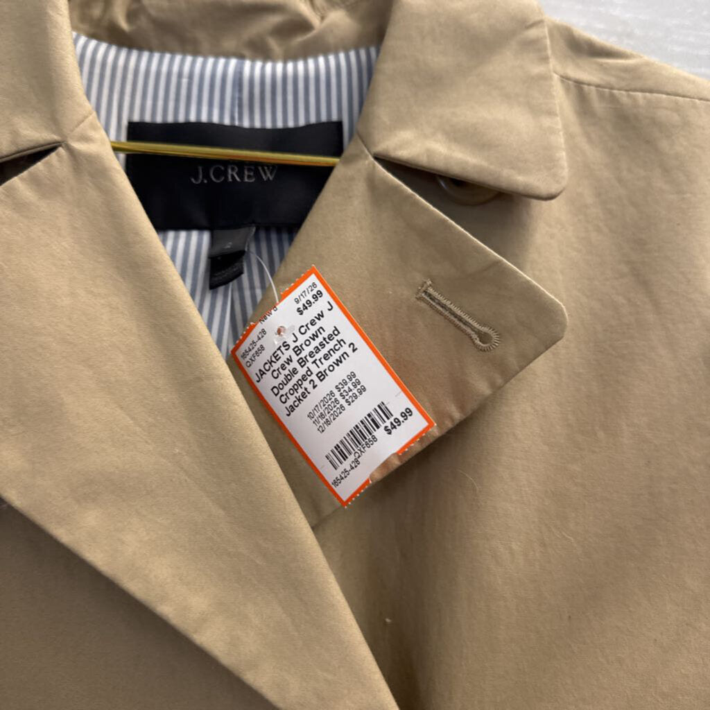 J Crew Brown Double Breasted Cropped Trench Jacket 2