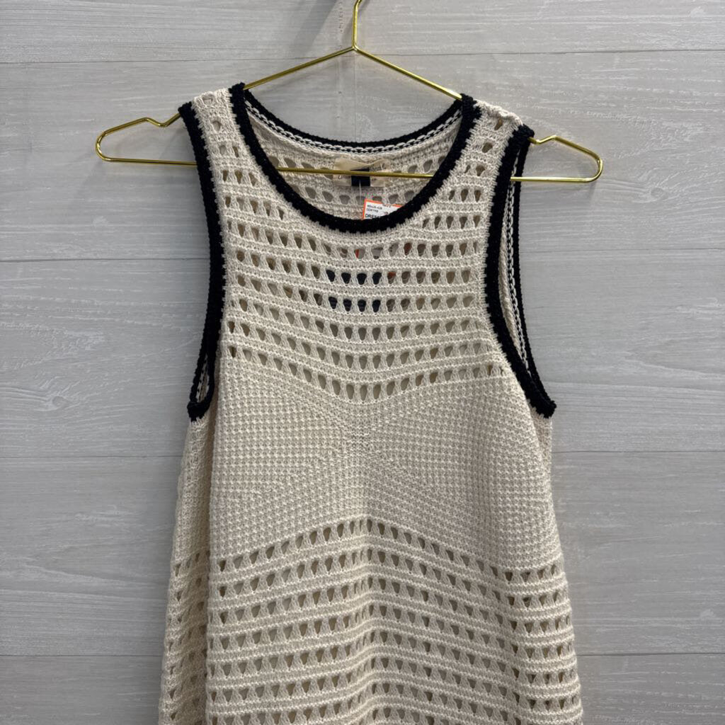 Cream/ Black Knit Sleeveless Dress Small