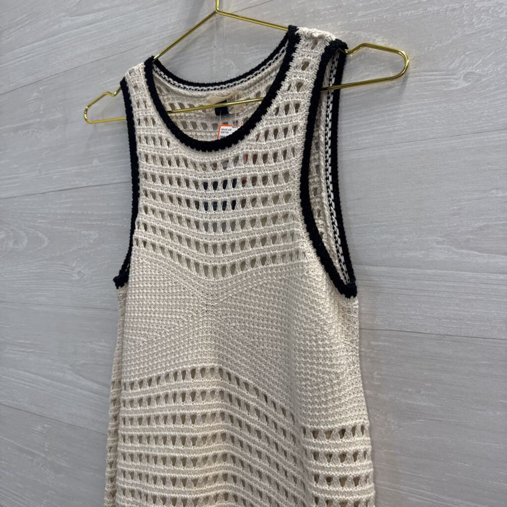 Cream/ Black Knit Sleeveless Dress Small