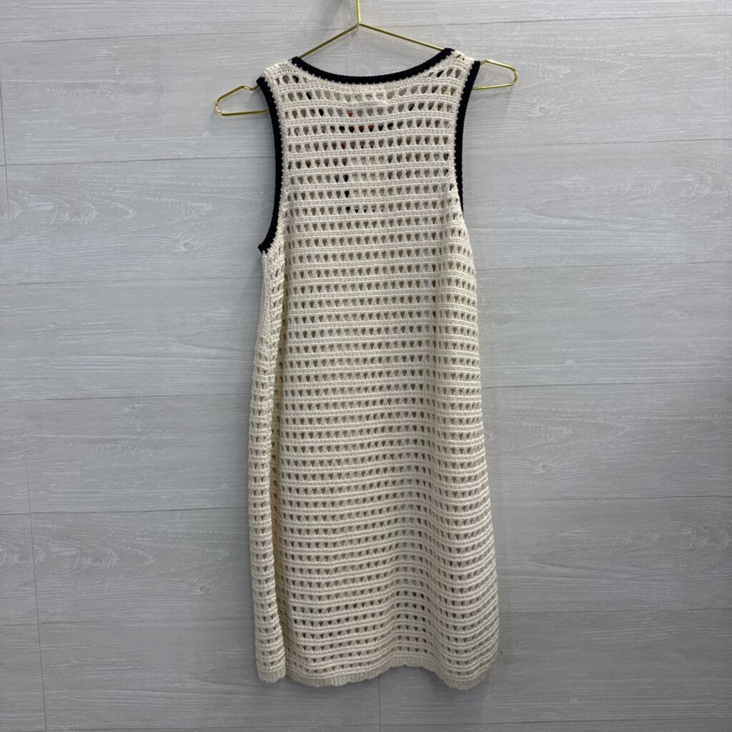 Cream/ Black Knit Sleeveless Dress Small