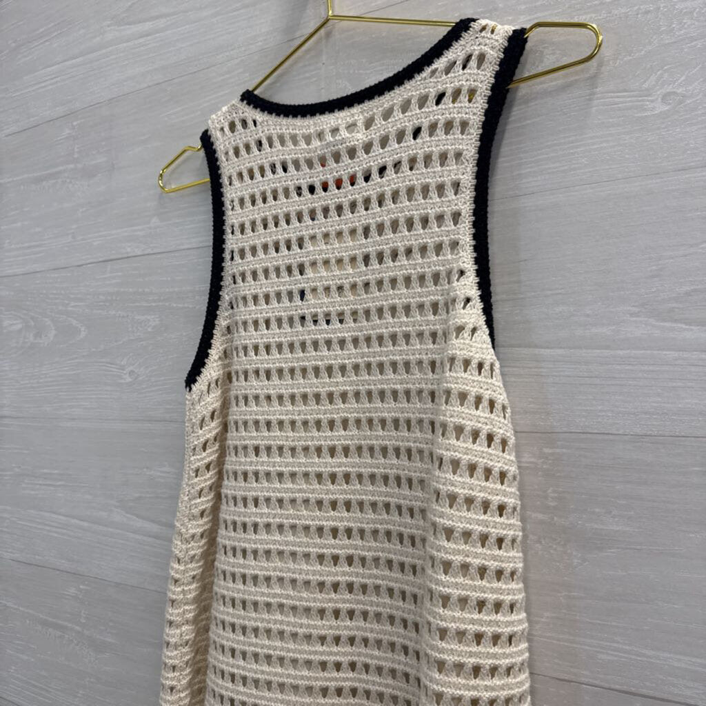 Cream/ Black Knit Sleeveless Dress Small