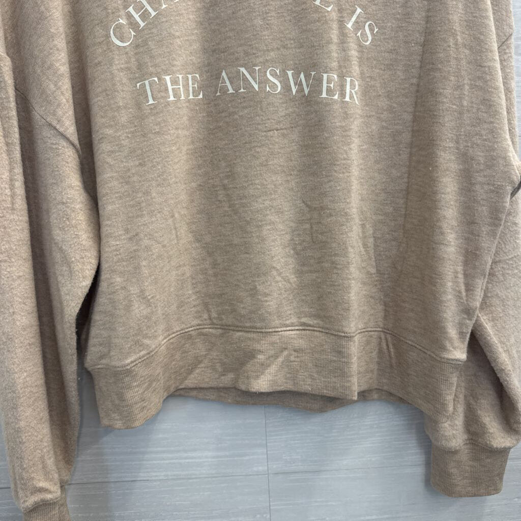 Z Supply Beige Champagne Is The Answer Long Sleeve Top Small