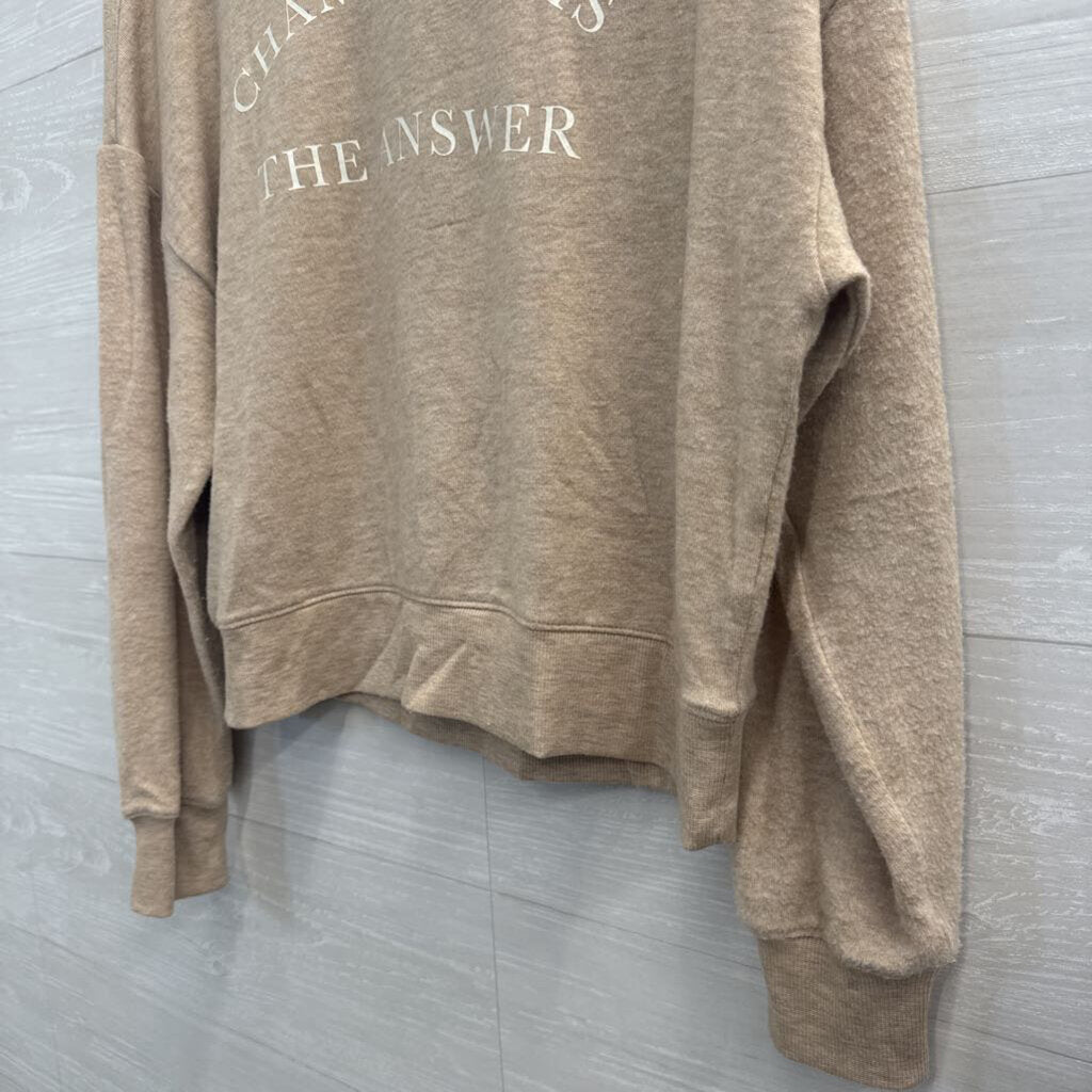 Z Supply Beige Champagne Is The Answer Long Sleeve Top Small