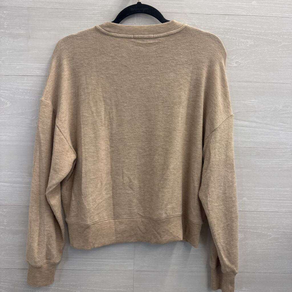 Z Supply Beige Champagne Is The Answer Long Sleeve Top Small