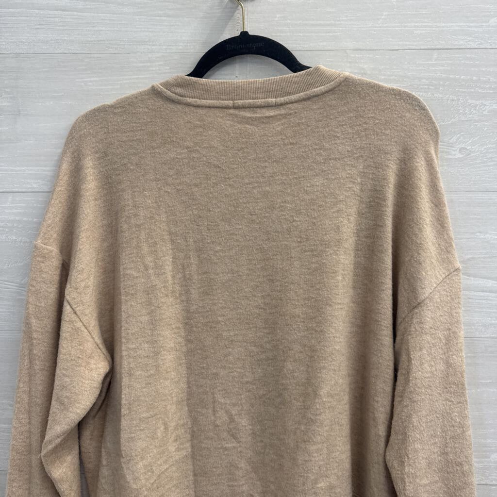 Z Supply Beige Champagne Is The Answer Long Sleeve Top Small