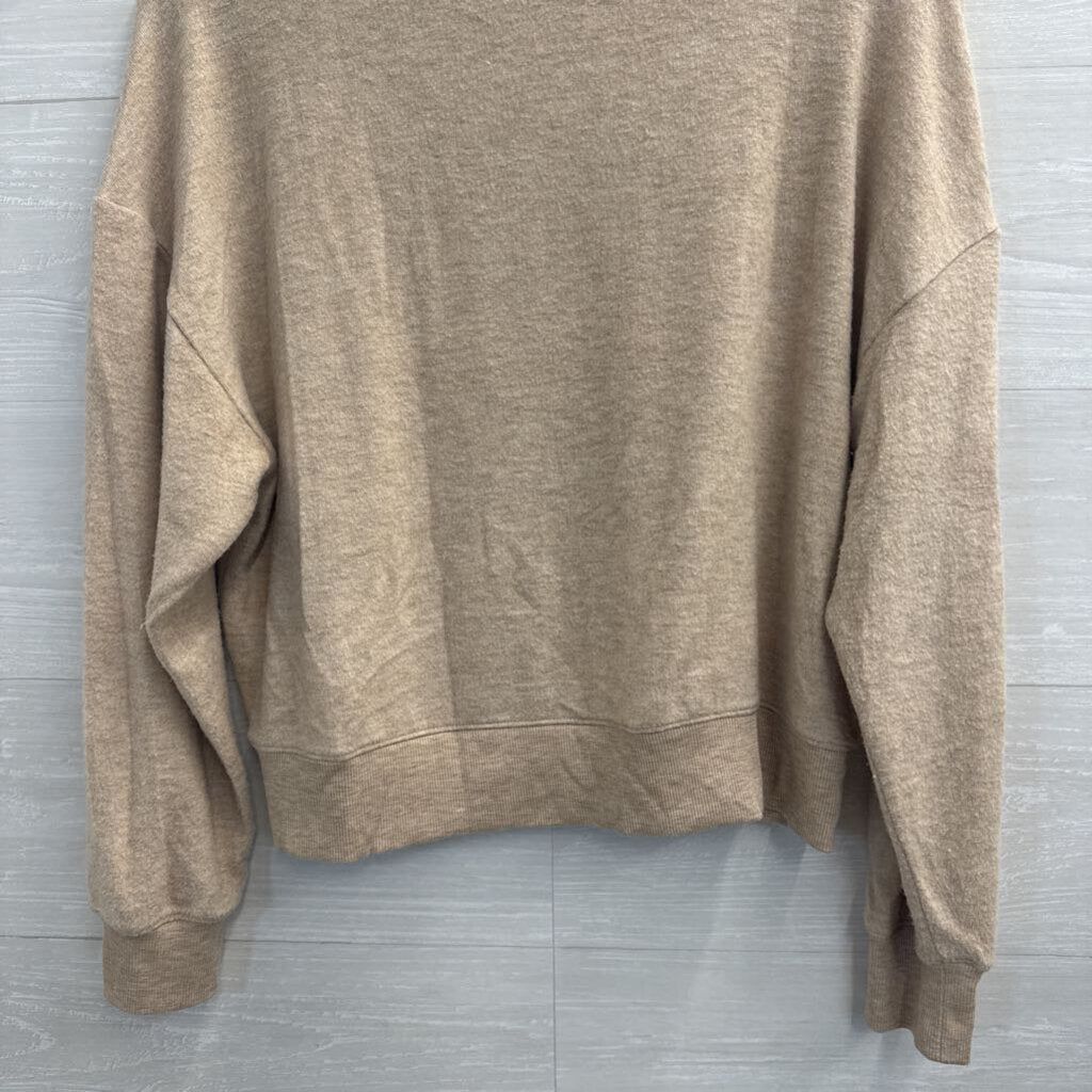 Z Supply Beige Champagne Is The Answer Long Sleeve Top Small