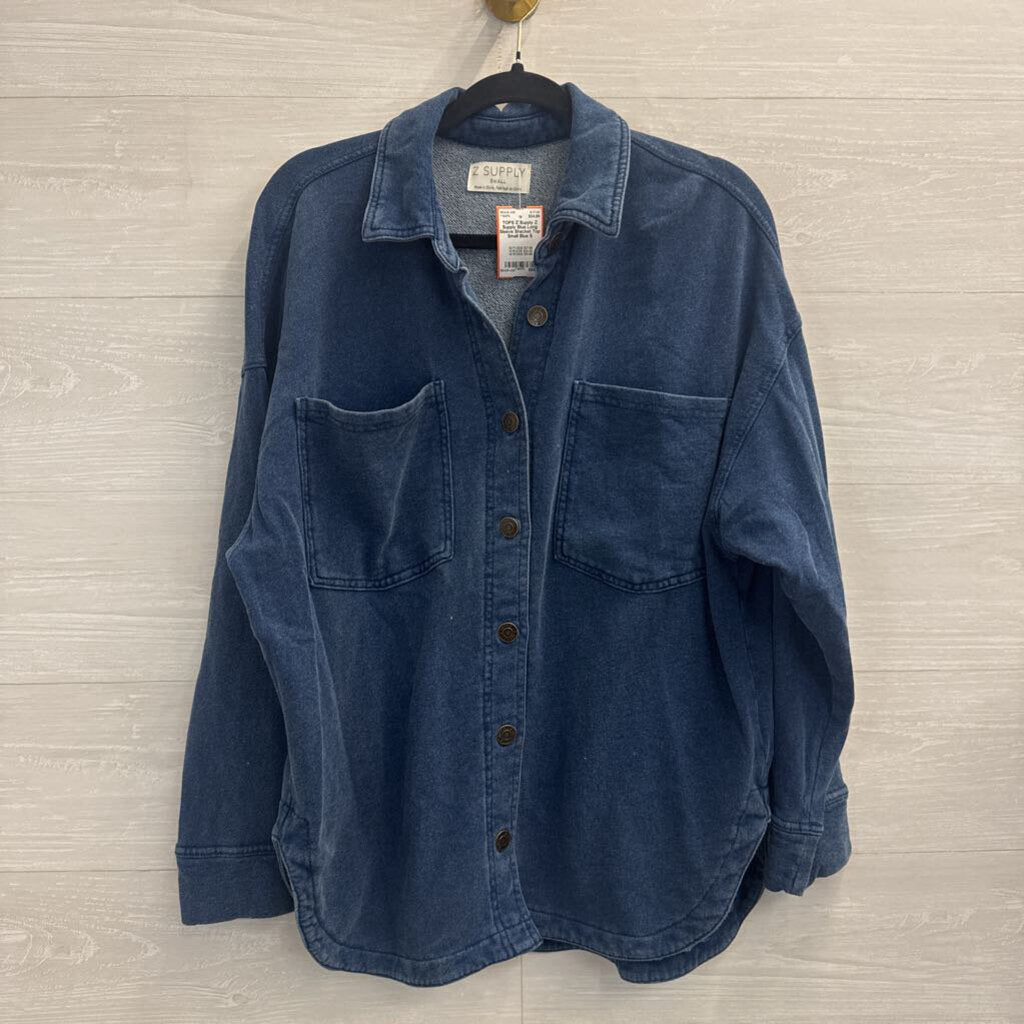 Z Supply Blue Long Sleeve Shacket Top Small