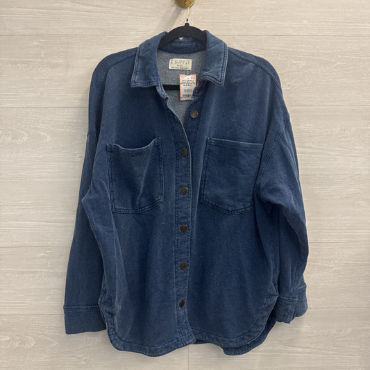 Z Supply Blue Long Sleeve Shacket Top Small