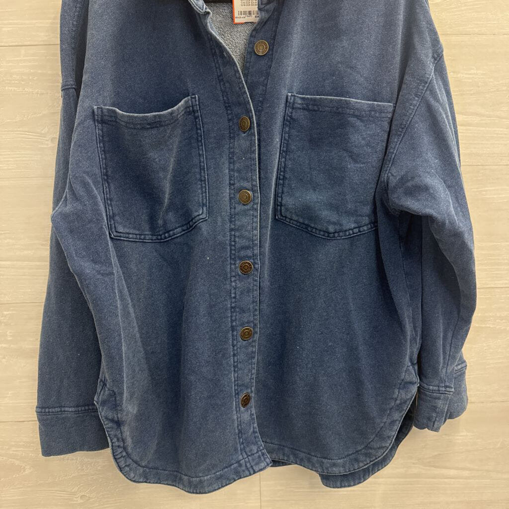 Z Supply Blue Long Sleeve Shacket Top Small