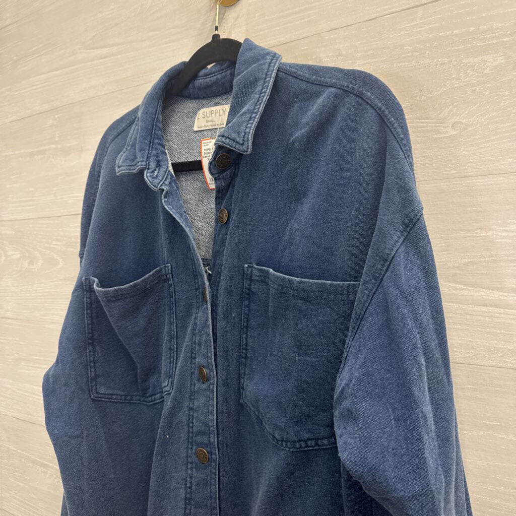 Z Supply Blue Long Sleeve Shacket Top Small