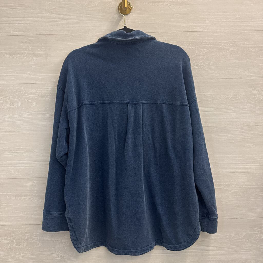 Z Supply Blue Long Sleeve Shacket Top Small
