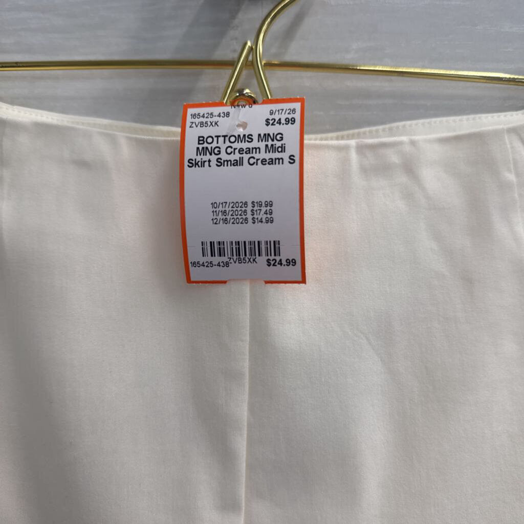 MNG Cream Midi Skirt Small