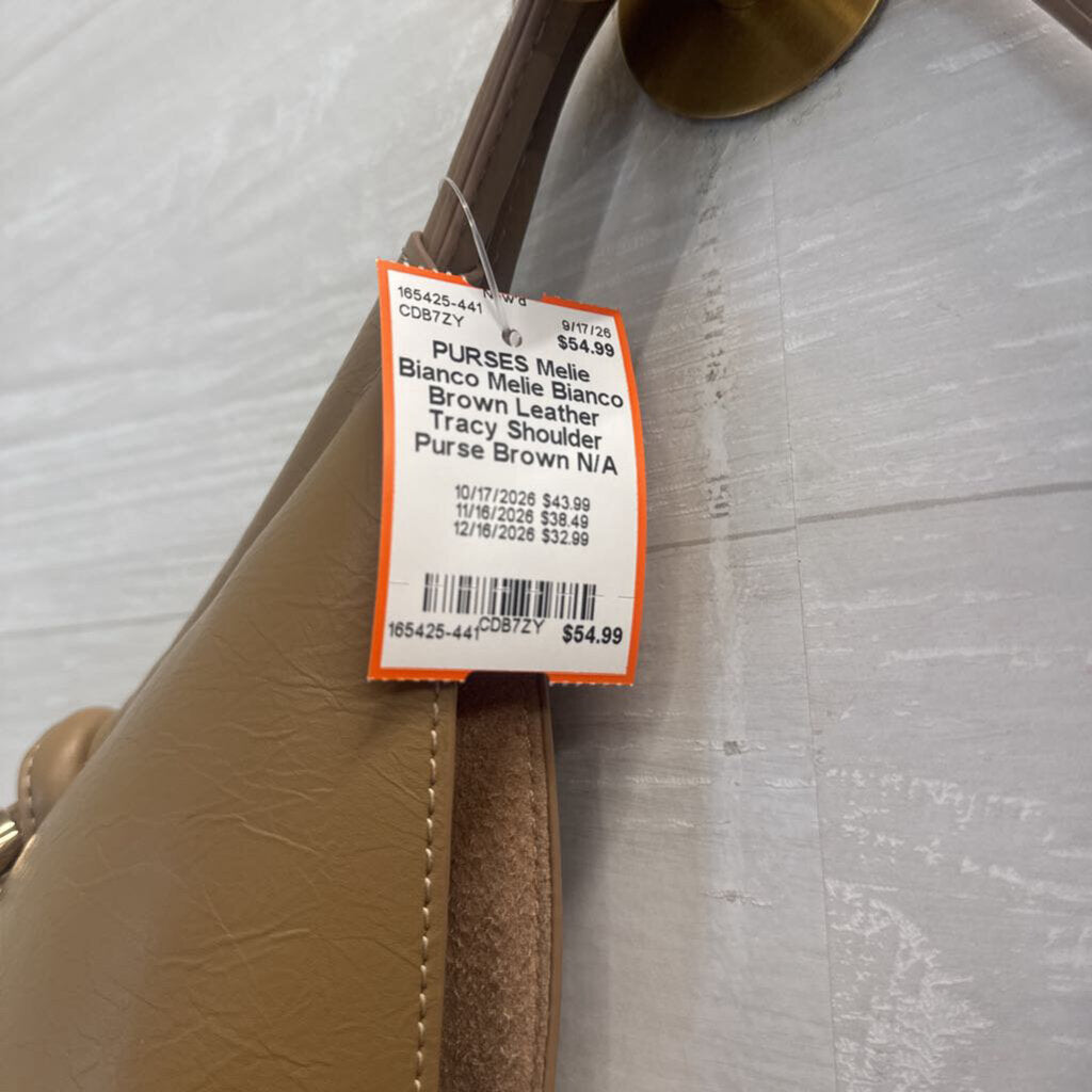 Melie Bianco Brown Leather Tracy Shoulder Purse