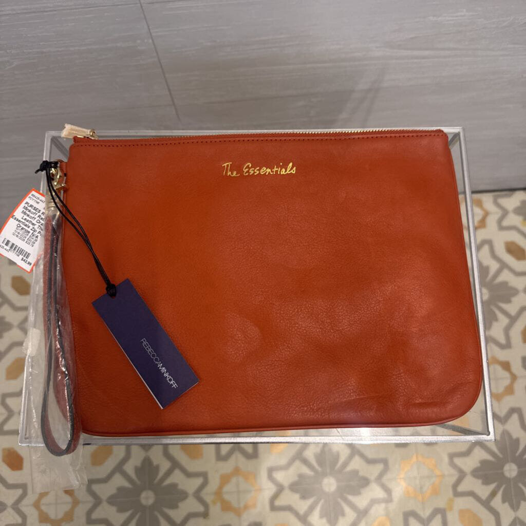 Rebecca Minkoff Orange Leather The Essentials Zip Pouch