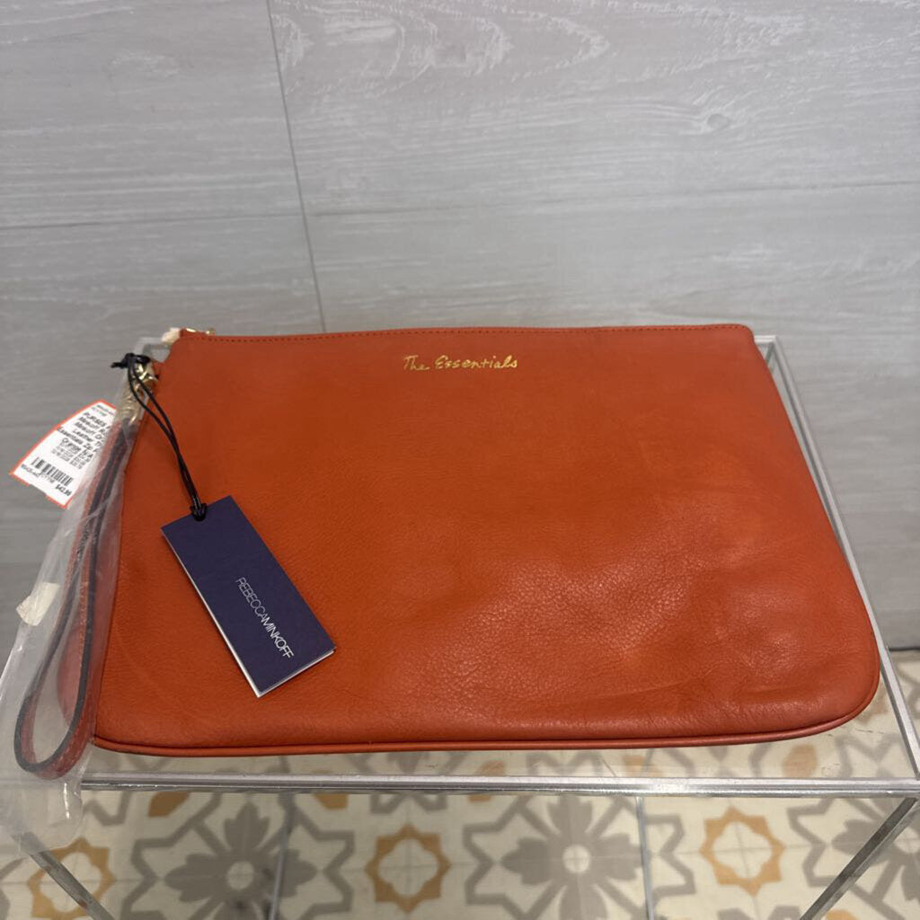 Rebecca Minkoff Orange Leather The Essentials Zip Pouch